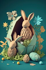 Easter decorative art eggs bunny 