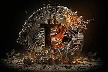 Bitcoin logo in abstract art