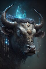 Bull taurus abstract art 