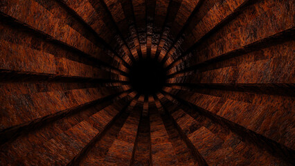 Background rusty metal tunnel. 3d render illustration