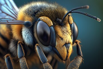 Close up photorealistic model of bee.