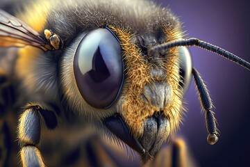 Close up photorealistic model of bee.