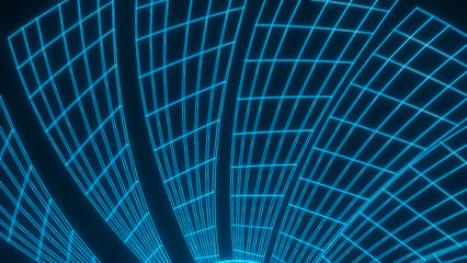 3D model of a luminous cooler frame on a black background. 3d render illustration