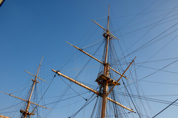 Old ship detail of sail