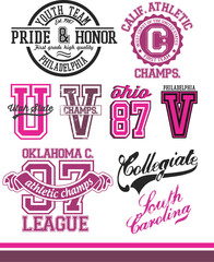 college and varsity typography for print - 575397281