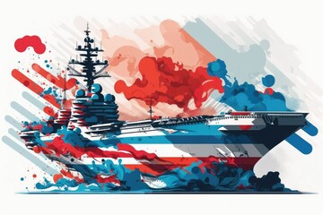 Fototapeta na wymiar On the fourth of July, 2017, the USS George H.W. Bush (CVN 77), a nuclear aircraft carrier of the United States Navy, was docked in the Mediterranean Sea while in Haifa harbor, Israel for leisure and