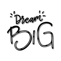 Dream Big Sticker. Motivation Word Lettering Stickers