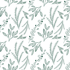 Leaves Seamless Pattern, Leaf Seamless Pattern, Line art Leaves Seamless Pattern