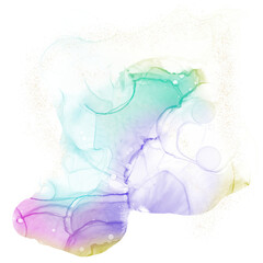 Watercolor Alcohol Ink Colorful Transparent Background