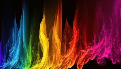 Obraz premium abstract background. multicolored elements of flame on black background .generative AI 