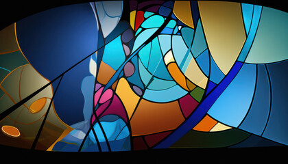 abstract background in the form of a stained glass window, generated by AI. 