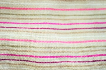 Thick linen fabric in horizon pink and brown stripes