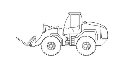 Hand drawn Vector illustration color children forklift wheel loader construction machine clipart