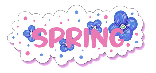 spring sticker small blue flowers. spring flowers. cute cartoon sticker.