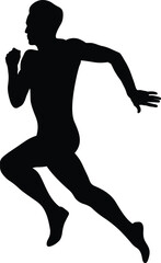 male runner athlete running sprint black silhouette