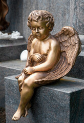 Fototapeta na wymiar Golden guardian angel boy