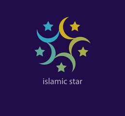 Unique islamic star cycle logo. Modern color transitions. Religion, ramadan and faith logo template. vector.