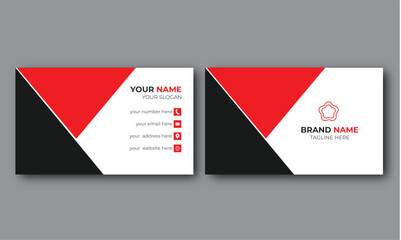 business card template, professional unique business card, corporate business card, red color business card, minimalist business card, clean business card , simple business card design,