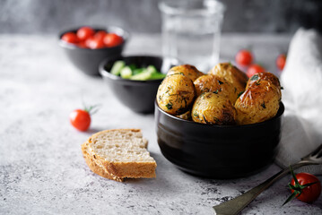 Roasted potato in a bowl