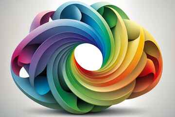rainbow color ribbons forming into a circle with white background