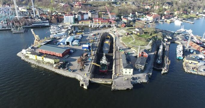 Ship Repair Dock Yard in Stockholm, Sweden.