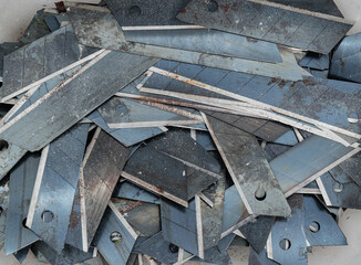 Top of view of the metal rubbish dump. Metal background