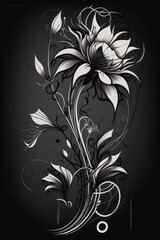 Flower black and white Art Generative AI Illustration