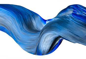 Blue Abstract Paint Stroke Fluid Liquid isolate