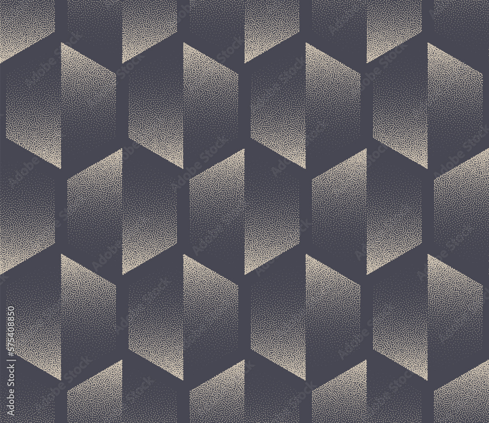 Poster split hexagons seamless pattern vector dot work old fashioned abstract background. elegant artdeco r