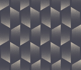 Fototapeta na wymiar Split Hexagons Seamless Pattern Vector Dot Work Old Fashioned Abstract Background. Elegant Artdeco Retro Style Repetitive Fashionable Textile Print. Half Tone Art Continuous Graphic Wallpaper