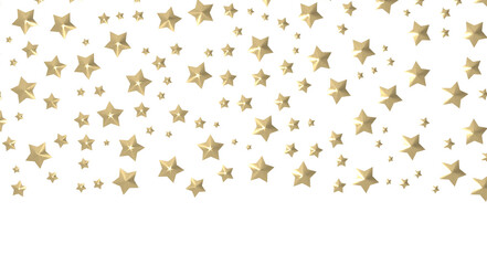 XMAS Banner with golden decoration. Festive border with falling glitter dust and stars.