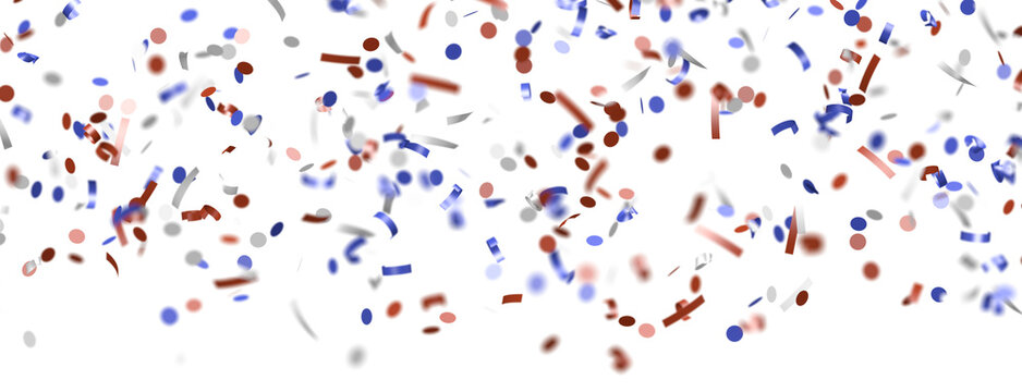 Confetti - Festive background with confetti in the shape of Confetti in the color of the American flag. US independence day.
