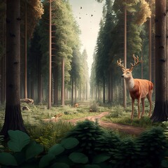 deer in the woods Generative AI