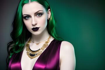 Woman with Green Hair made with Generative AI