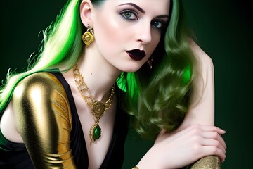 Woman with Green Hair made with Generative AI