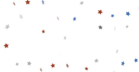 White banner with colorful stars.
