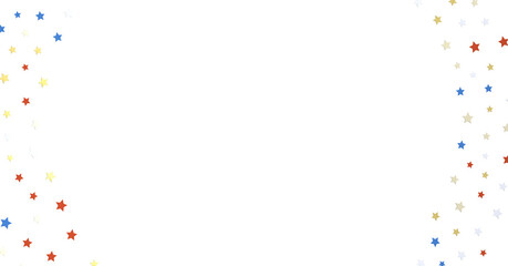 Stars - Red white blue shiny confetti stars on white background, isolate, tricolor concept,