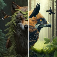 animals in the forest Generative AI