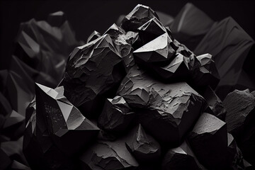 A black rock is surrounded by black rocks Generative ai