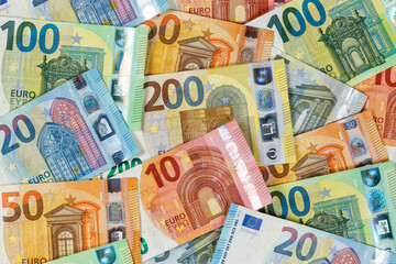Fototapeta na wymiar Euro banknotes bill saving money background pay paying finances bank notes banknote