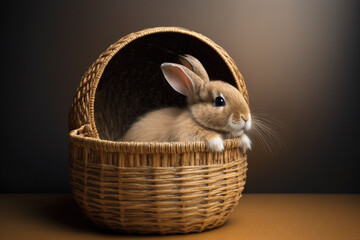 easter rabbit looking out of a basket