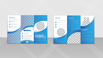Corporate business trifold brochure template , Design Layout with Blue Accent ,Modern, Creative and Professional , promotion layout 
 ,vector design ,  Simple and minimalist Leaflet .