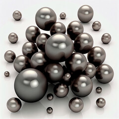 Texture of black pearls close-up, background with many beautiful pearls of different sizes, beautiful wallpaper