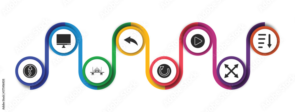 Poster user interface filled icons with infographic template. glyph icons such as display, arrow address ba