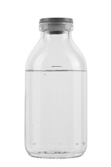 Not a full bottle of saline. Isolated on white background