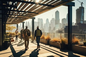 A sunny terrace of some offices in the big city. Ai generated.