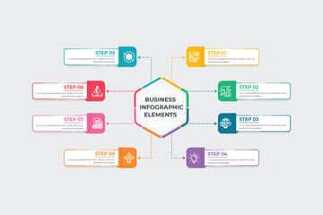 Business infographic element design for presentations and works. Business subject category and project discuss infographic design. Business data visualization and process chart infographic vector.