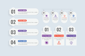 Work strategy and process steps data visualization template for office or business presentations. Abstract business infographic timeline layout and flowchart design. Workflow diagram layout vector.