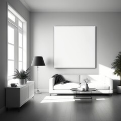 Modern Living Room with Blank Canvas: design, interior, decor, style, minimalism GENERATIVE AI