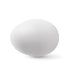 Fresh Organic Chicken Egg. Realistic Chicken Egg with Shadow Effects. Isolated on White Backdrop